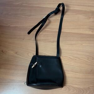 Longchamp Black Leather Crossbody Bag